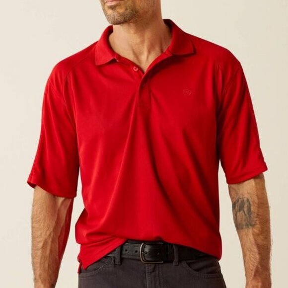 Ariat Men's Short Sleeve Venttek AC Polot T-Shirt Haute Red 10055238 - Picture 1 of 3